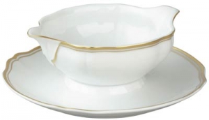 Raynaud Polka Gold Gravyboat w/ Saucer