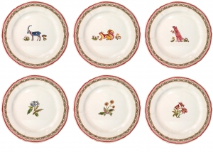 JARDIN IMAGINAIRE DESSERT PLATE, PINK GROUNDHOG