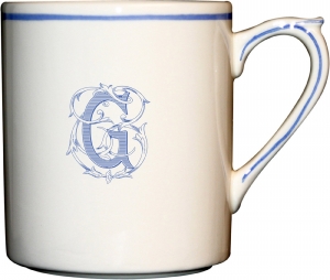 Gien Filet Bleu Monogram Mug / Set 6