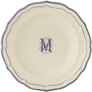 Gien Filet Bleu - Monogram Rim Soup / Set 6