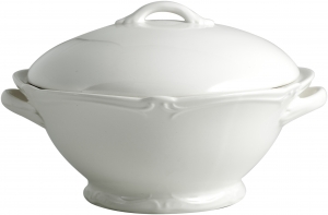 Gien Rocaille White Covered Vegetable Bowl