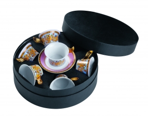 Versace Butterfly Garden Tea Cup & Saucer Set/Six Round Hat Box