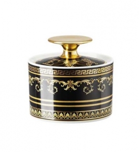 Versace Virtus Gala Black Sugar Bowl Covered