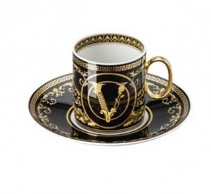 Versace Virtus Gala Black Coffee Cup & Saucer