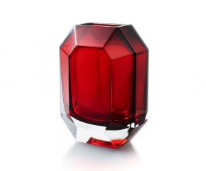 Baccarat Crystal Octogone Vase Red