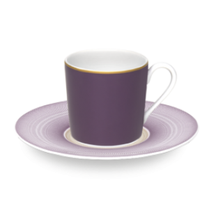 Haviland Magnolia Coffee Cup + Saucer / Aubergine - 3.4 oz.