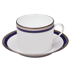 Haviland Symphonie Platinum & Bleu Cappuccino Cup & Saucer