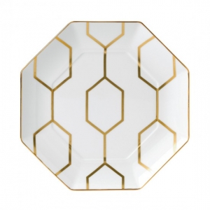 Wedgwood Gio Gold  Octagonal Accent Plate/ White - 9.1"