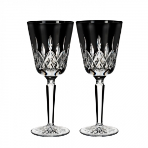 Waterford Lismore Black Tall Goblet Set /2 - 8.5  oz.