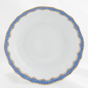 Herend Fishscale Blue Scalloped Dinner Bowl