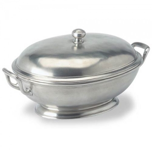 Match Pewter Footed Oval Tureen w/Handles