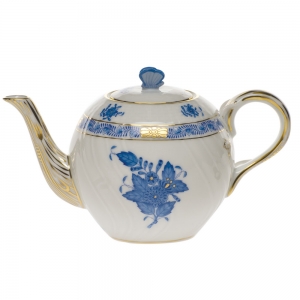 Herend Chinese Bouquet Blue Tea Pot w / Butterfly -12oz.