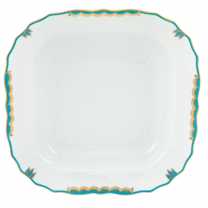 Herend Princess Victoria Turquoise Square Fruit Dish - 11"