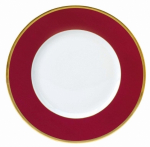 Les Indiennes Matte Gold Filet Raspberry Dessert Plate