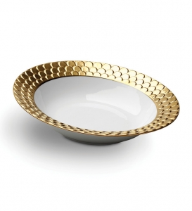 L'Objet Aegean Gold Rimmed Serving Bowl