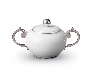 L'Objet Perlee Platinum Sugar Bowl