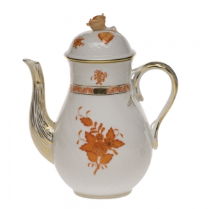 Herend Chinese Bouquet Rust Coffee Pot W/Rose(36 Oz) 8.5