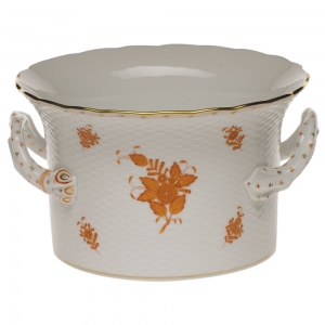 Herend Chinese Bouquet Rust Cachepot w/ Handles