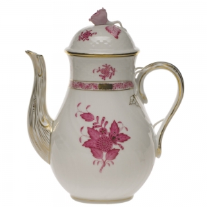 Herend Chinese Bouquet Raspberry Coffee Pot W/Rose(36 Oz) 8.5