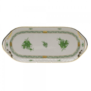 Herend Chinese Bouquet Green Sandwich Tray - 14.5"