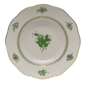 Herend Chinese Bouquet Green Rim Soup Plate - 8"