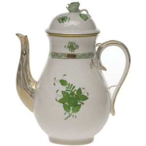 Herend Chinese Bouquet Green Coffee Pot w/ Rose - 60 oz.