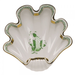 Herend Chinese Bouquet Green Large Shell Dish - 9"