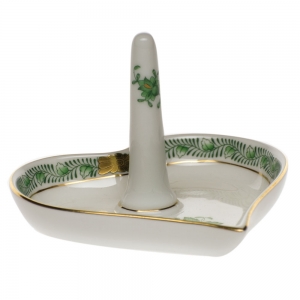 Herend Chinese Bouquet Green Heart Ring Holder