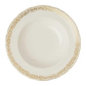 Royal Crown Derby Aves Gold Band Rim Soup - 8.5"