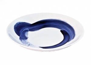 Royal Crown Derby Brushstrokes Blue Small Pasta Bowl - 8.5"