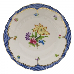 Herend Printemps Blue Border Dinner Plate - Motif 06 10.5"D