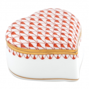 Herend Heart Box Rust Fishnet