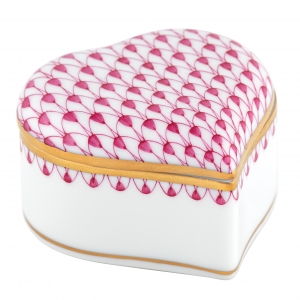 Herend Heart Box Raspberry Fishnet