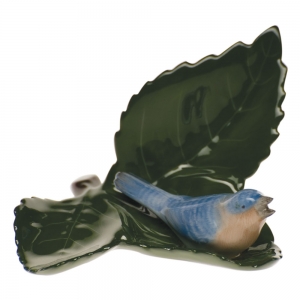 Herend Bird on Leaf - Blue