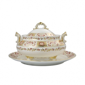 Royal Crown Derby Derby Panel Red Soup Tureen Stand