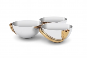 L'Objet Deco Leaves - 3 Bowl Condiment Server