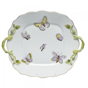 Herend Royal Garden Square Cake Plate w/ Handles