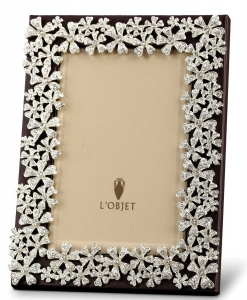 L'Objet Garland Frames Platinum + White Crystals - 4 x 6"