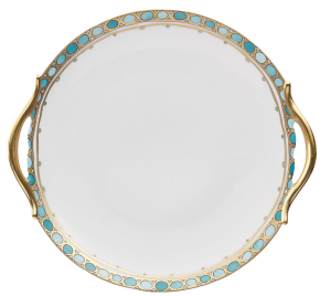 Haviland Parlon  Syracuse Turquoise Round Cake Plate / Handles