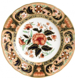 Royal Crown Derby Imari Accents Derby Pink Camellias Accent  Plate