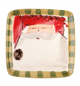 Old St. Nick Square Salad Plate - Red