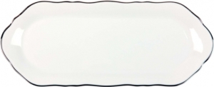 Deshoulieres Colbert White Platinum Filet Rectangular Cake Platter - 15.25"