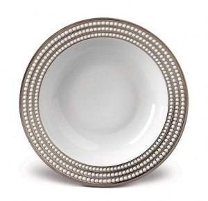 L'Objet Perlee Platinum Rimmed Serving Bowl