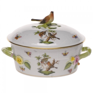 Herend Rothschild Bird Small Cov Veg Dish - W/Bird 1.