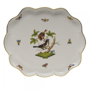 Herend Rothschild Bird Scallop Tray11.25"L X 9.5"W