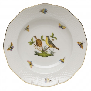 Herend Rothschild Bird Rim Soup Plate - Motif 07 8"D