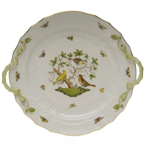 Herend Rothschild Bird Chop Plate W/Handles14"D