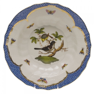 Herend Rothschild Bird Blue Border Rim Soup - Motif 01 9.5"D