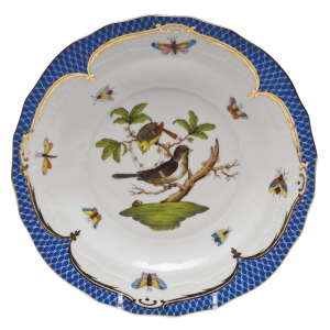 Herend Rothschild Bird Blue Border Dessert Plate - Motif 01 8.25"