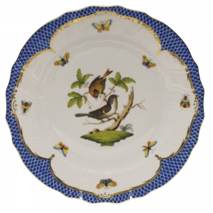 Herend Rothschild Bird Blue Border Dinner Plate - Motif 04 10.5"D